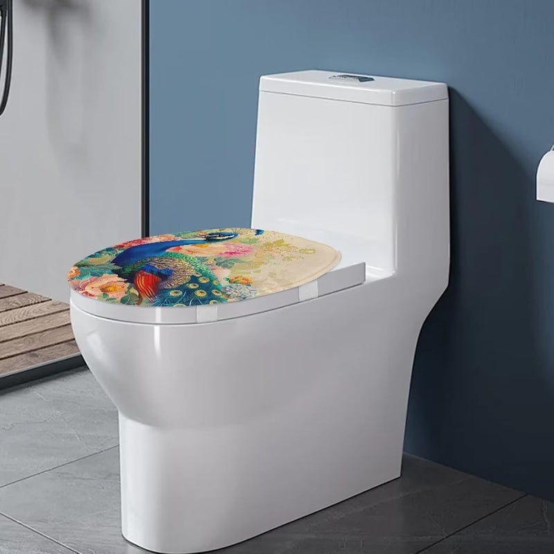 Flashideas Peacock Toilet Seat Covers for Bathroom Soft Plush Seat Covers Tank Lip Covers Easy to Clean Bathroom Decoration Accessories Fits Most Toilet Tanks & Lids - Image 4